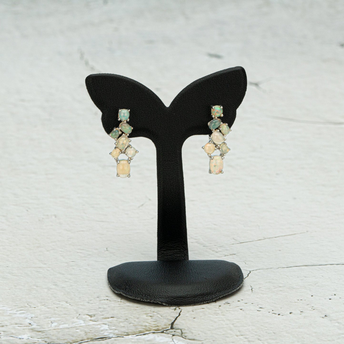 925 Sterling Silver Opal Ring, Cocktail Jewelry, Opal Birthstone Jewelry Gift Set for Her