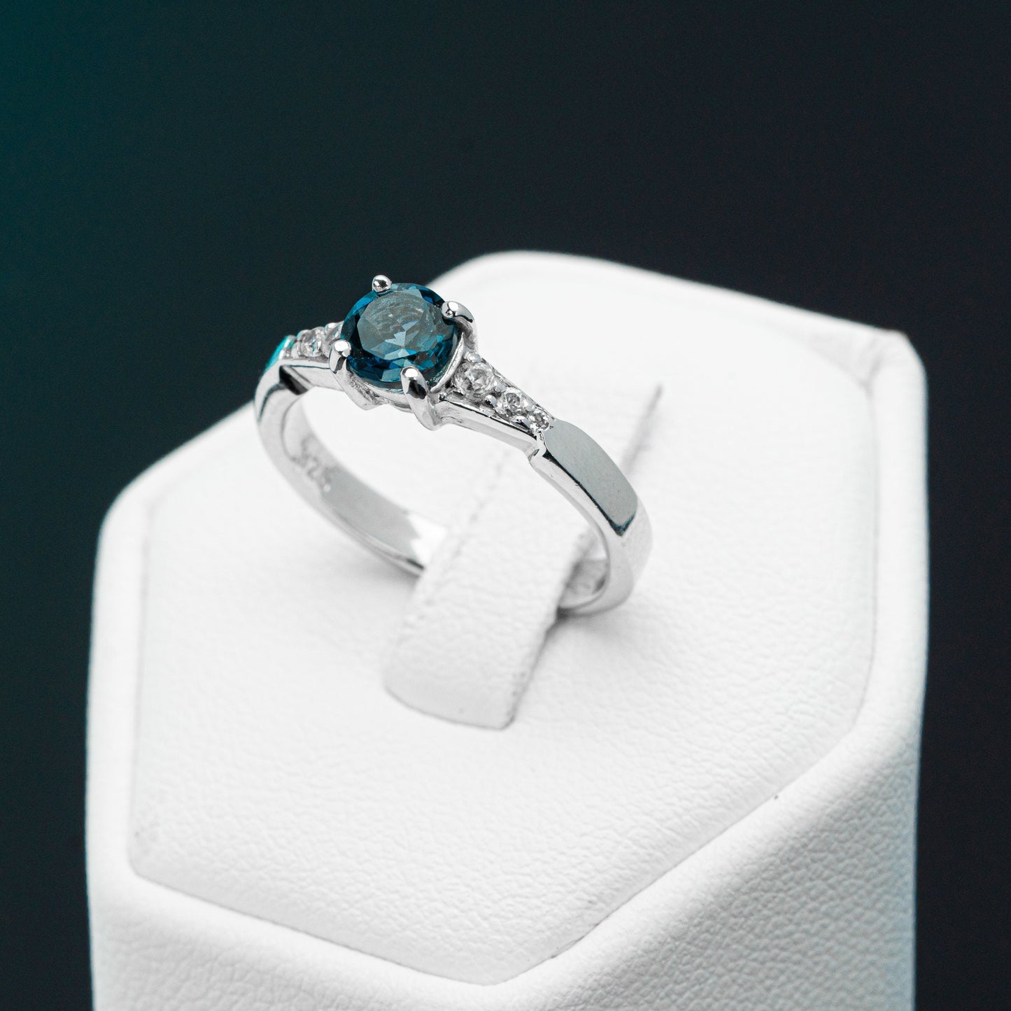 London Blue Topaz CZ Ring - 925 Sterling Silver - December Birthstone Ring - Valentine's Day Gift - Birthday Gift