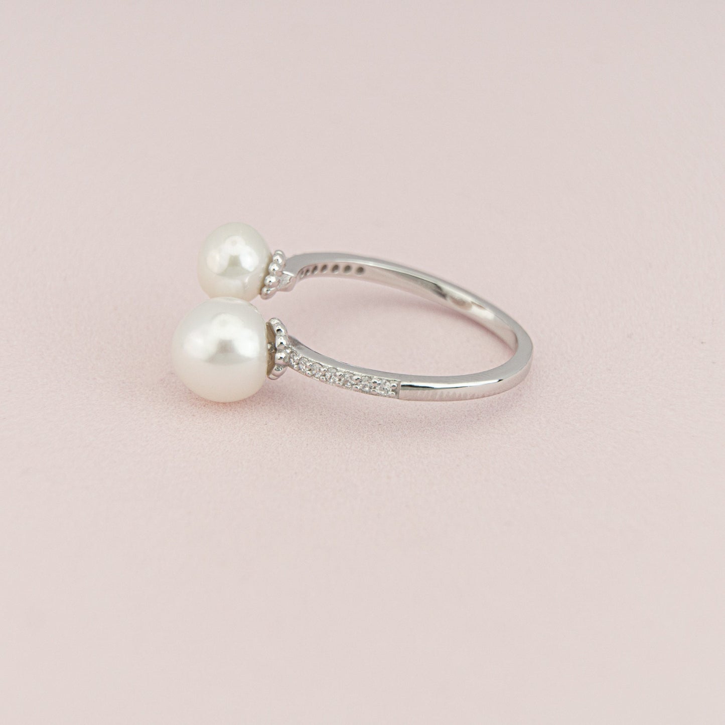 Pearl Ring | AAA Freshwater White Pearl | Genuine 925 Sterling Silver Ring | Adjustable Ring | Black & White Pearl Available