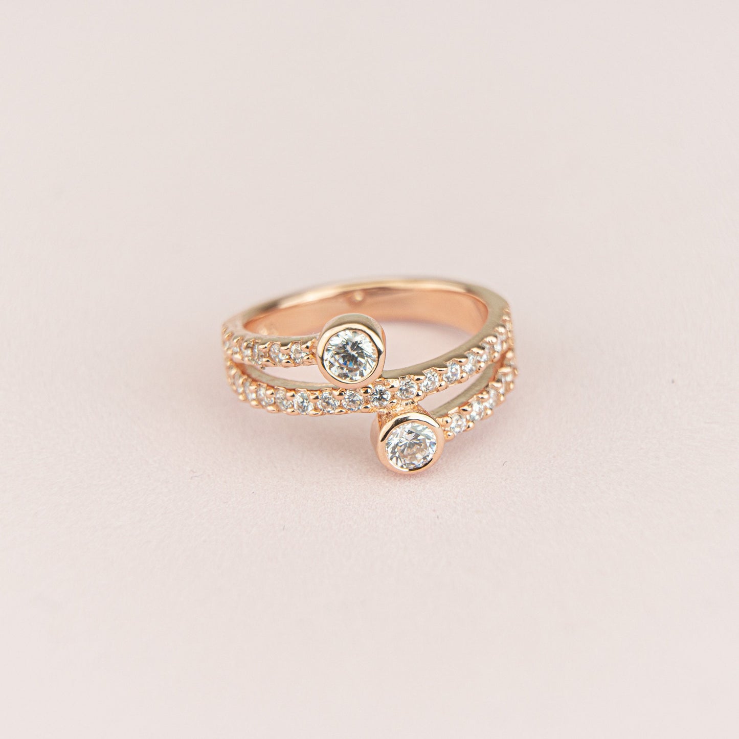 Rose Gold Spiral Ring, Pave Diamond Wrap around Ring, CZ Spiral Ring, Adjustable Ring, Stacking Ring, Coil Ring, Swirl Ring, Gift For Her