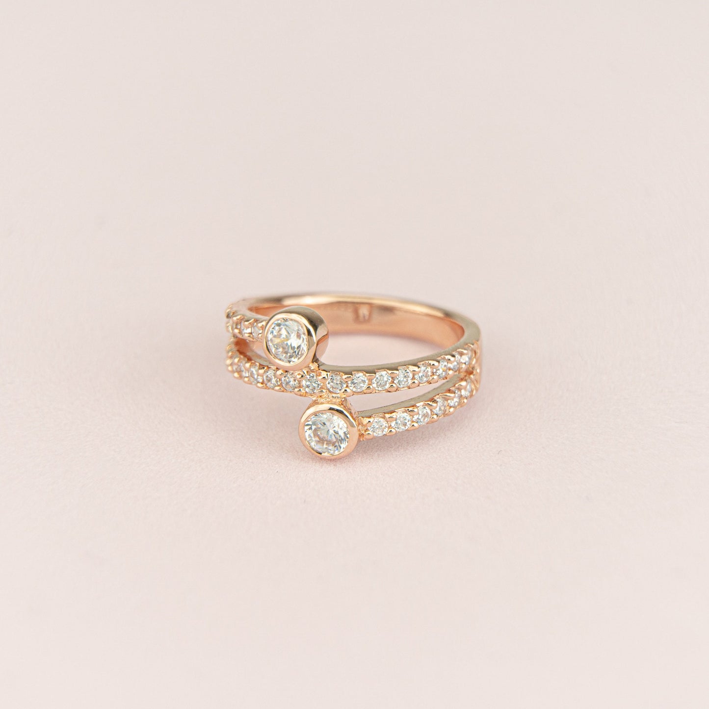 Rose Gold Spiral Ring, Pave Diamond Wrap around Ring, CZ Spiral Ring, Adjustable Ring, Stacking Ring, Coil Ring, Swirl Ring, Gift For Her