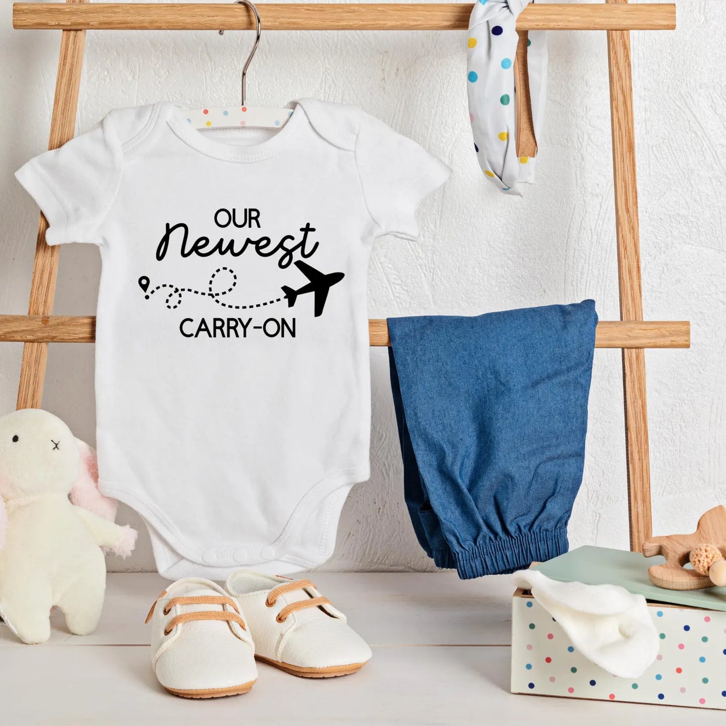 Our Newest Carry On Baby Onesie, Travel Baby Outfit, Newborn Announcement, Baby Shower Gift, Cute Baby Bodysuit, Trendy Baby Clothes