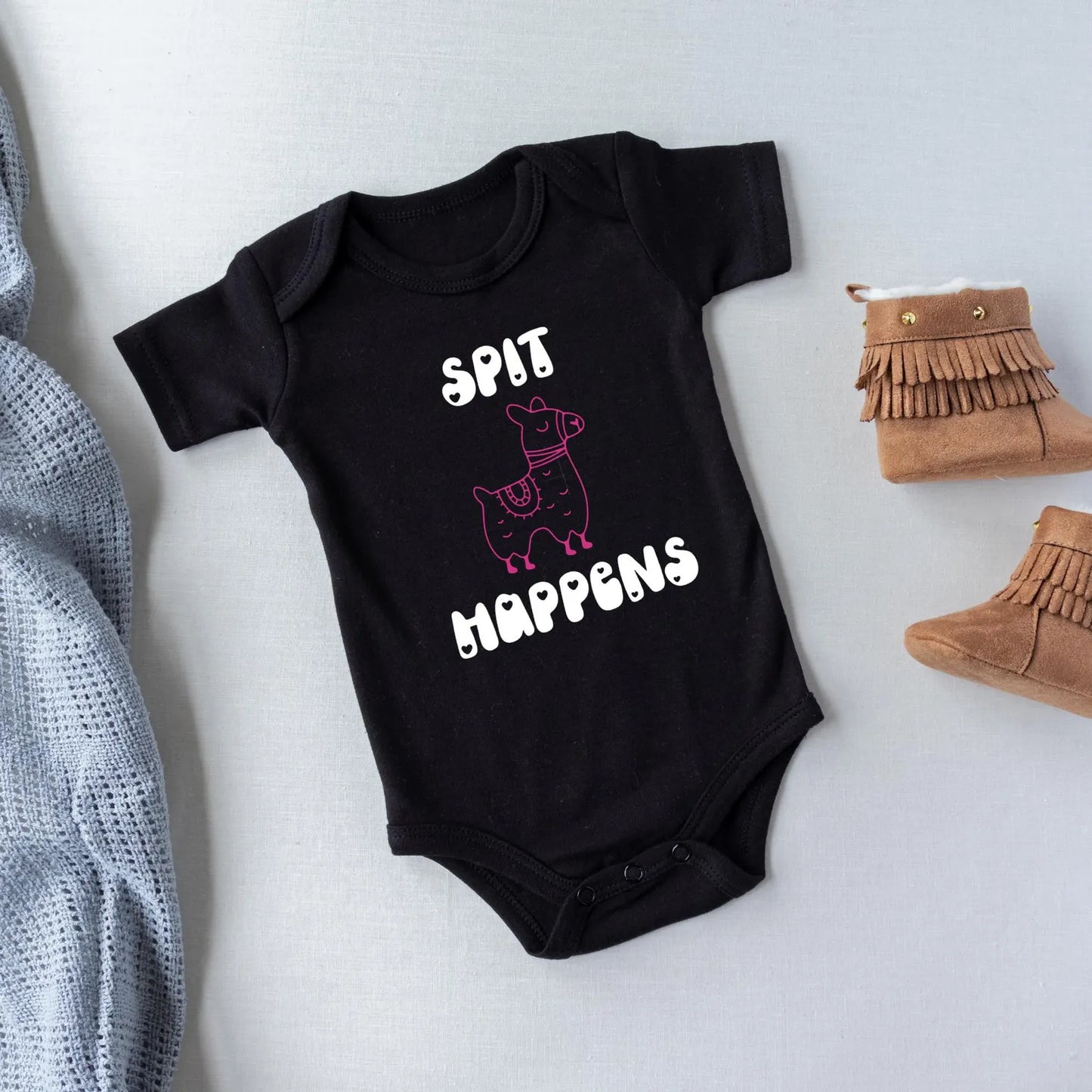 Spit Happens Llama Baby Outfit, Baby Shower Gift, Cute Baby Bodysuit, Newborn Clothes, Trendy Baby Onesie, Cotton Infant Creeper, Baby Humor