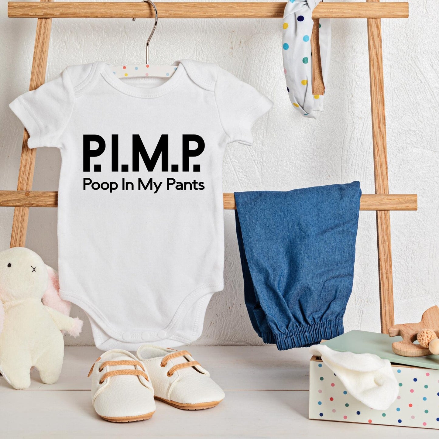 P.I.M.P Baby Onesie, Poop In My Pant Funny Baby Bodysuit, Hilarious Baby Outfit, Baby Shower Gift, Newborn Funny Romper, Cute Baby Clothes