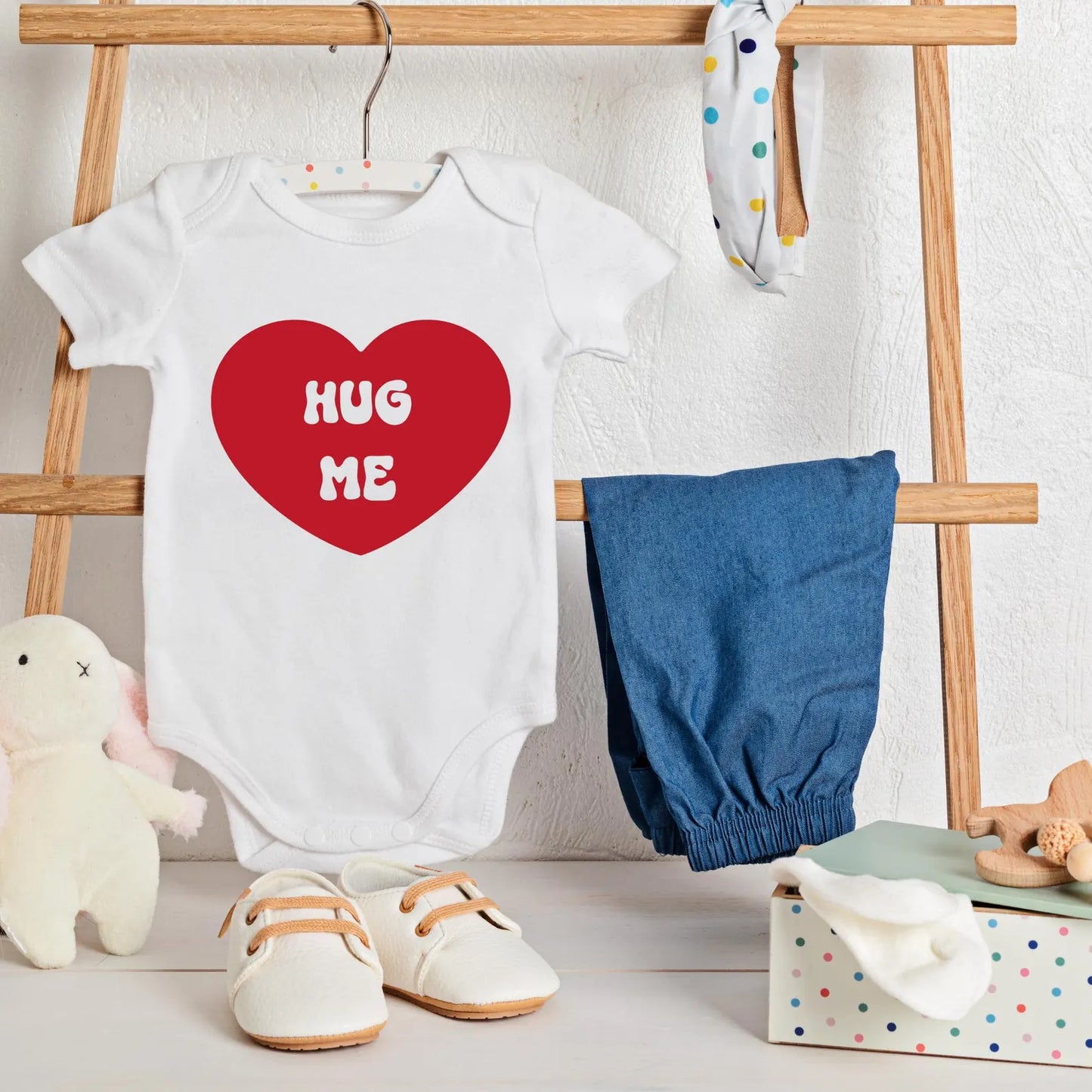 With Love and Hugs Baby Onesie, Cute Infant Bodysuit, Baby Shower Gift, Newborn Baby Outfit, Cotton Baby Creeper, Baby Milestone Outfit
