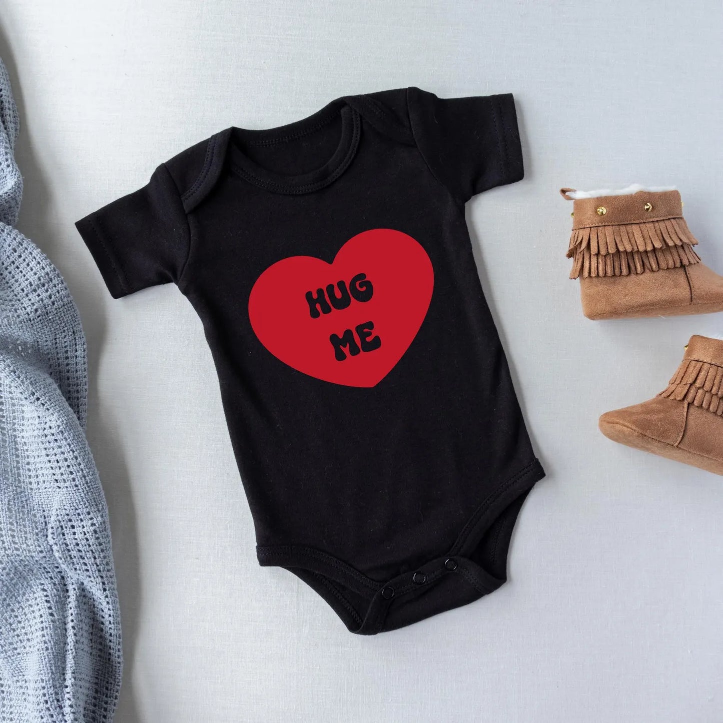 With Love and Hugs Baby Onesie, Cute Infant Bodysuit, Baby Shower Gift, Newborn Baby Outfit, Cotton Baby Creeper, Baby Milestone Outfit