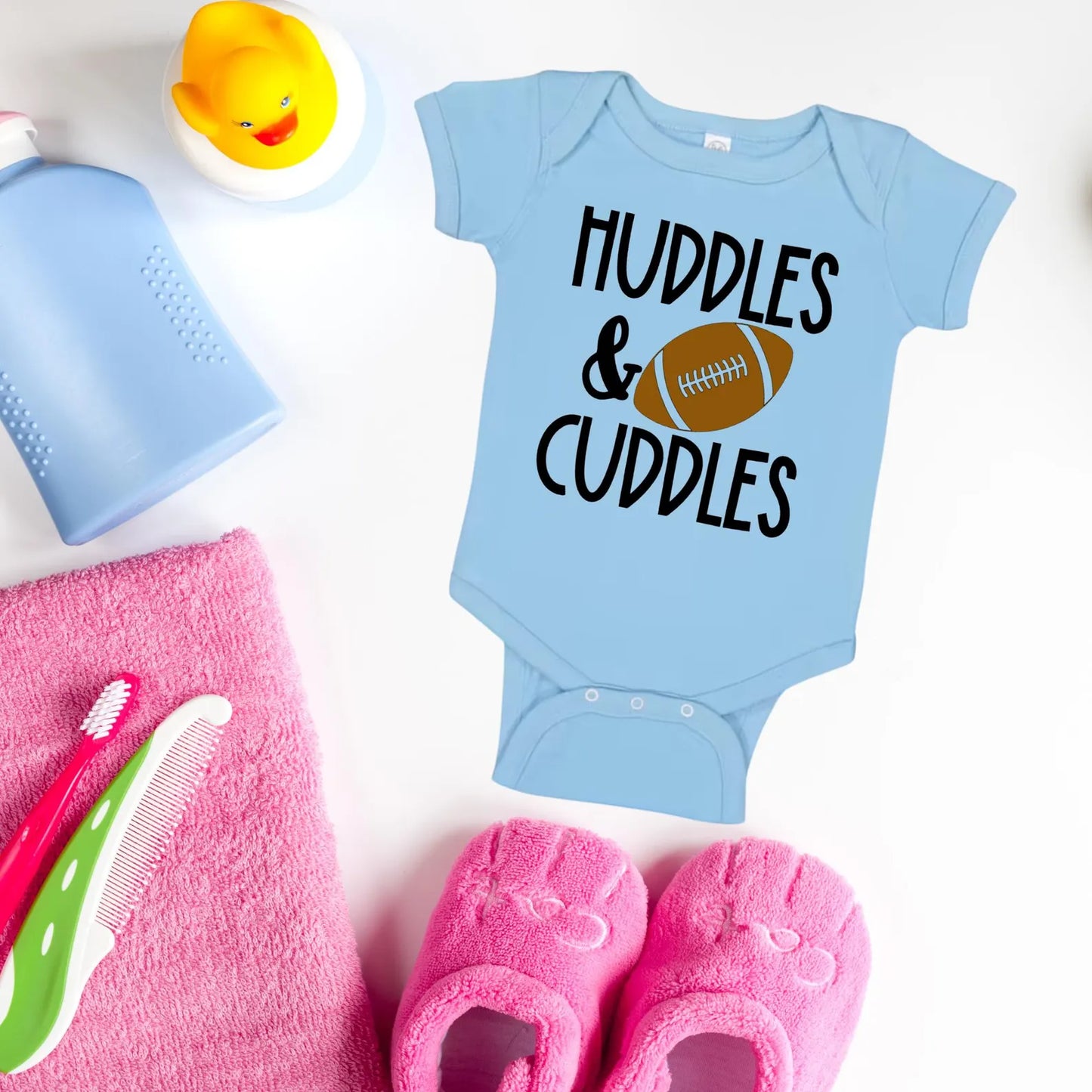 Huddles and Cuddles Baby Onesie, Cute Football Baby Outfit, Baby Shower Gift, Game Day Baby Clothes, Newborn Gift, Bodysuit, Baby Onesie