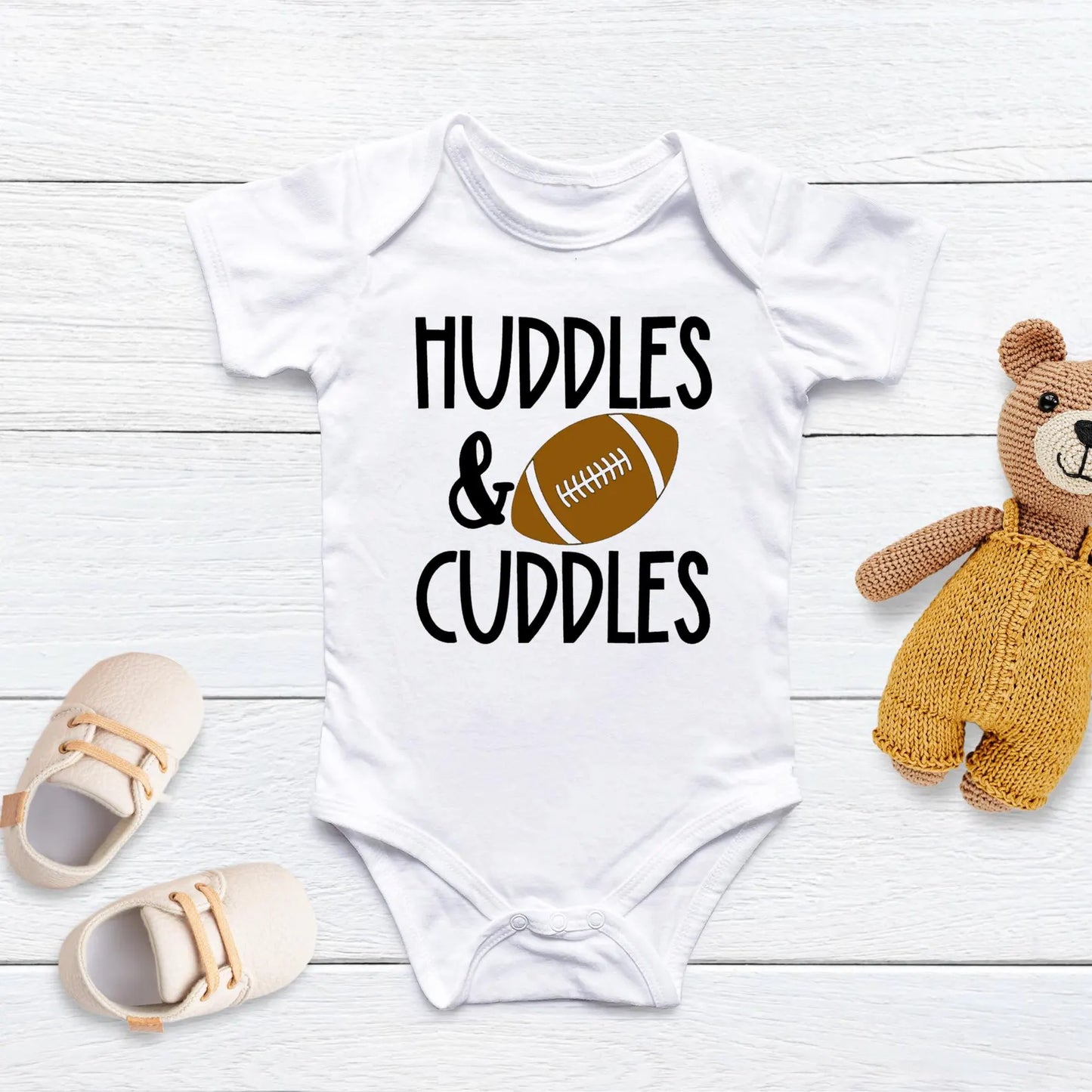 Huddles and Cuddles Baby Onesie, Cute Football Baby Outfit, Baby Shower Gift, Game Day Baby Clothes, Newborn Gift, Bodysuit, Baby Onesie