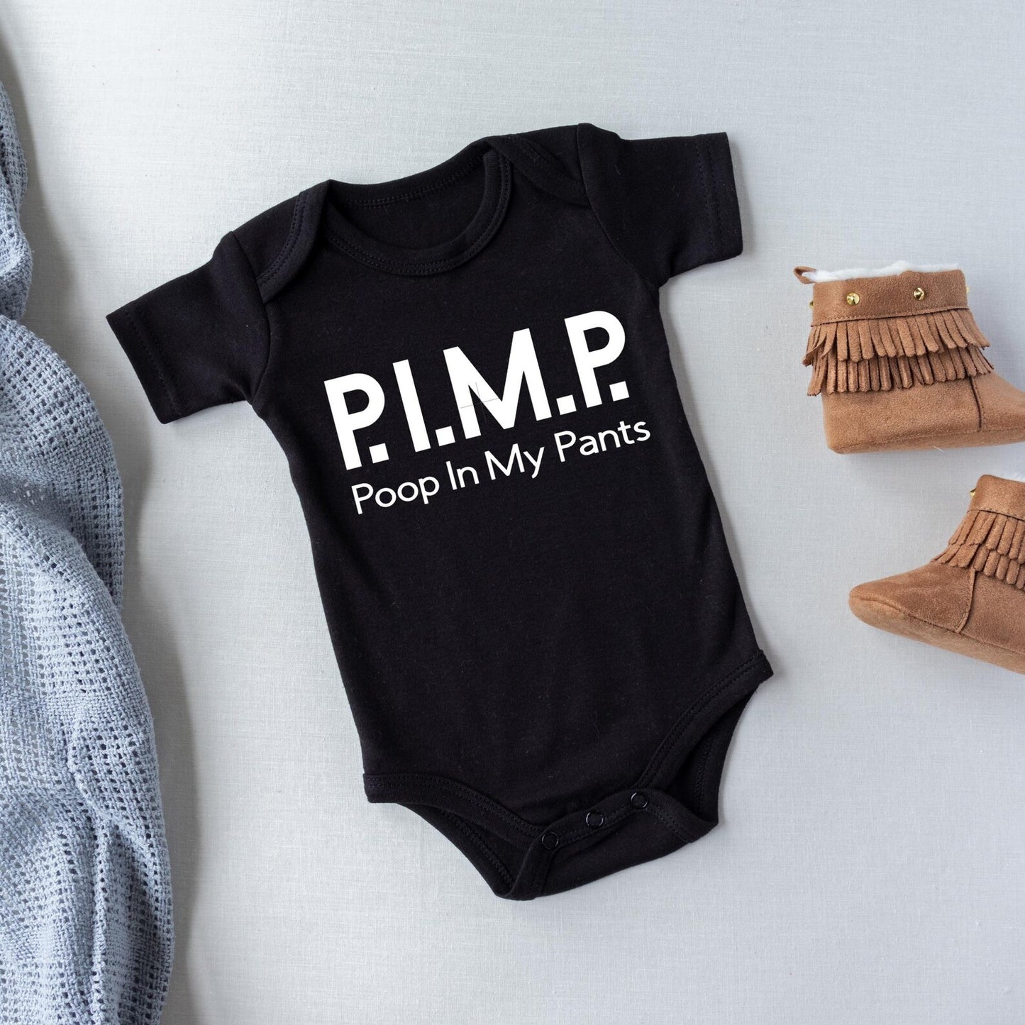 P.I.M.P Baby Onesie, Poop In My Pant Funny Baby Bodysuit, Hilarious Baby Outfit, Baby Shower Gift, Newborn Funny Romper, Cute Baby Clothes