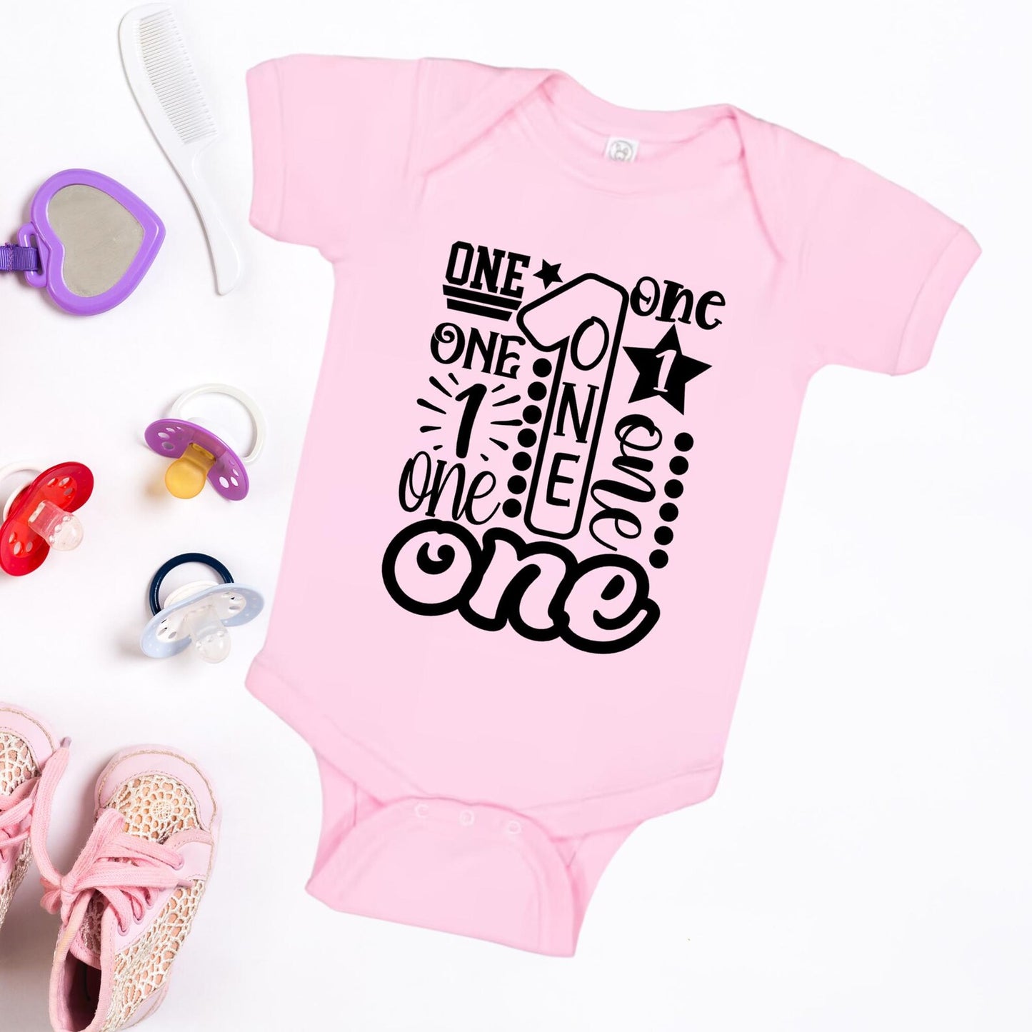 First birthday onesie, typography baby onesie, black and white birthday outfit, boy first birthday bodysuit, gender neutral baby onesie