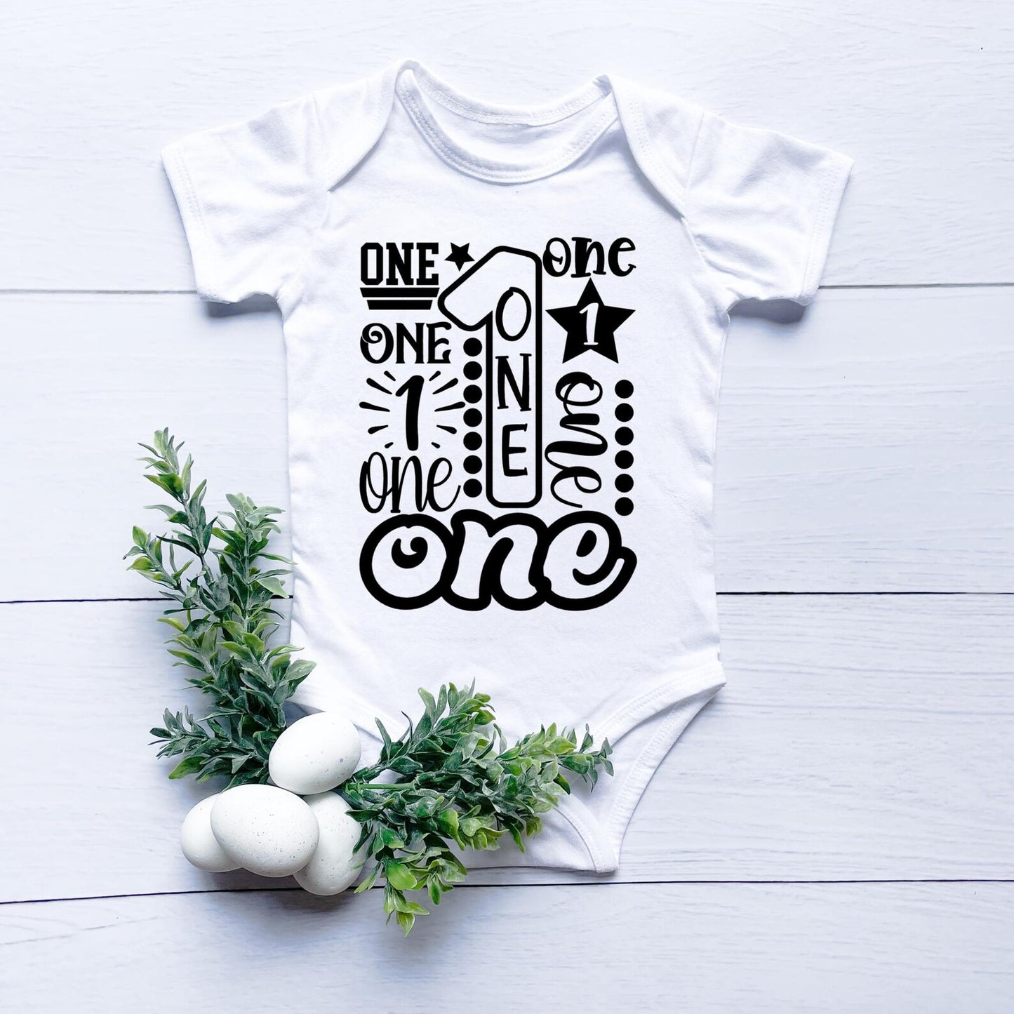 First birthday onesie, typography baby onesie, black and white birthday outfit, boy first birthday bodysuit, gender neutral baby onesie