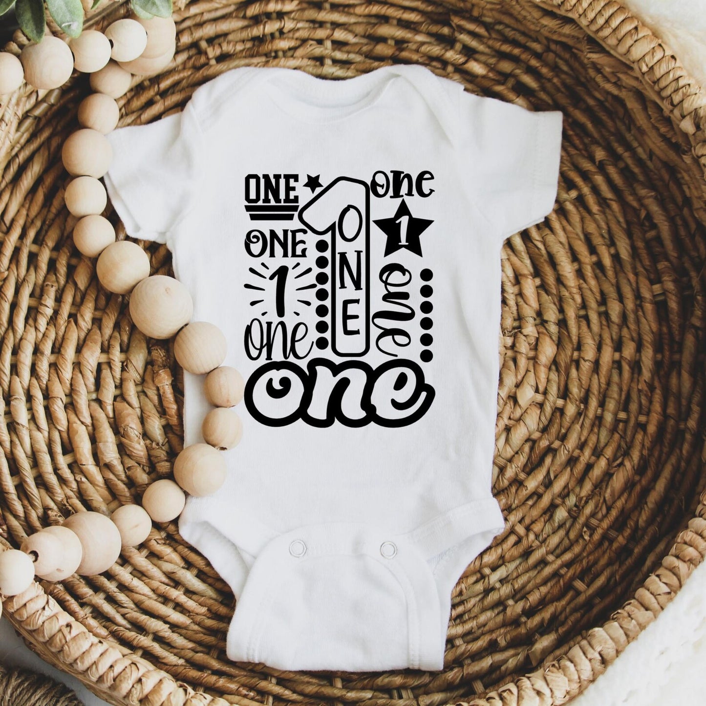 First birthday onesie, typography baby onesie, black and white birthday outfit, boy first birthday bodysuit, gender neutral baby onesie