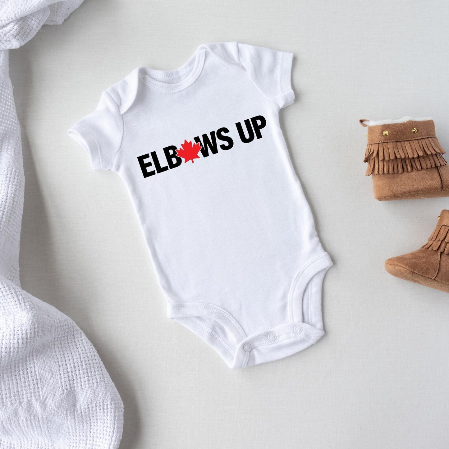 Hockey Baby Onesie, Elbows Up Shirt, Canada Hockey Baby Bodysuit, Funny Baby Outfit, Baby Shower Gift, Ice Hockey Baby Clothes