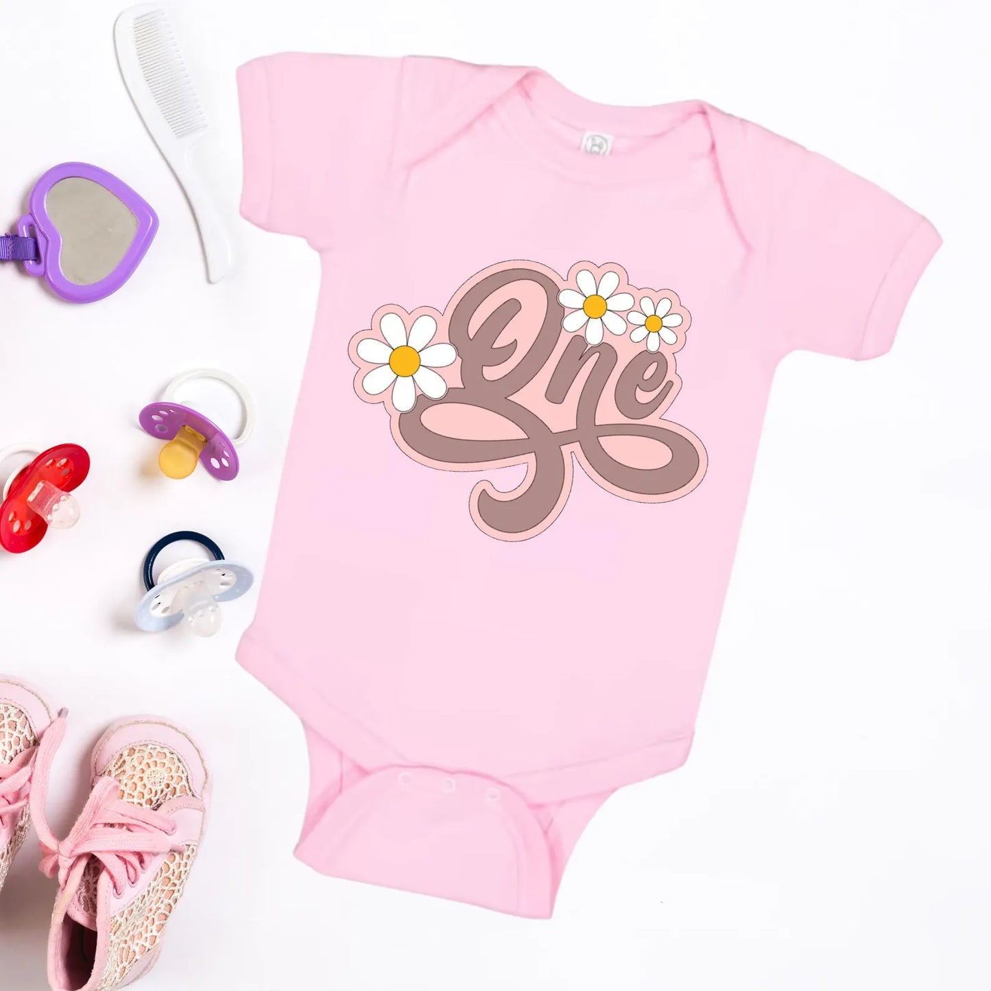 First birthday onesie, boho birthday outfit, floral baby onesie, daisy first birthday, girl birthday bodysuit, custom baby onesie