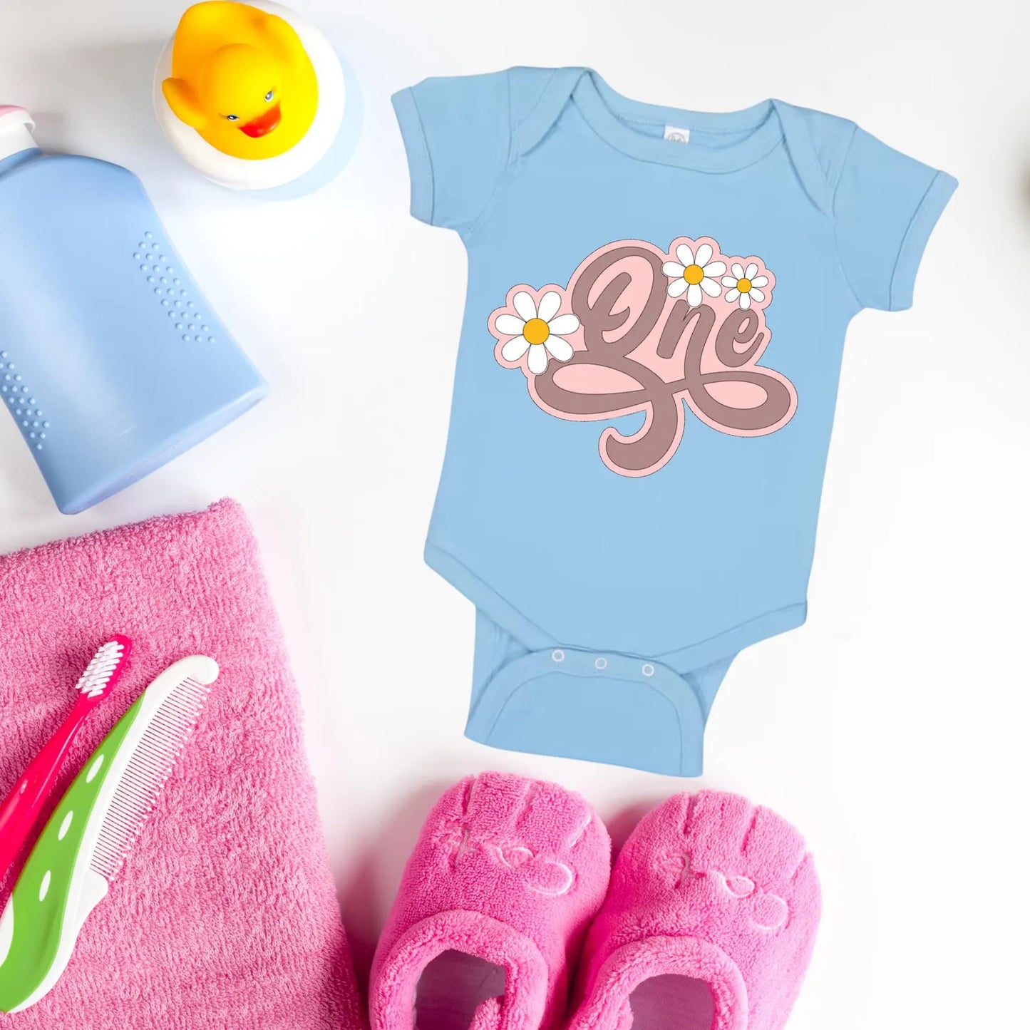 First birthday onesie, boho birthday outfit, floral baby onesie, daisy first birthday, girl birthday bodysuit, custom baby onesie