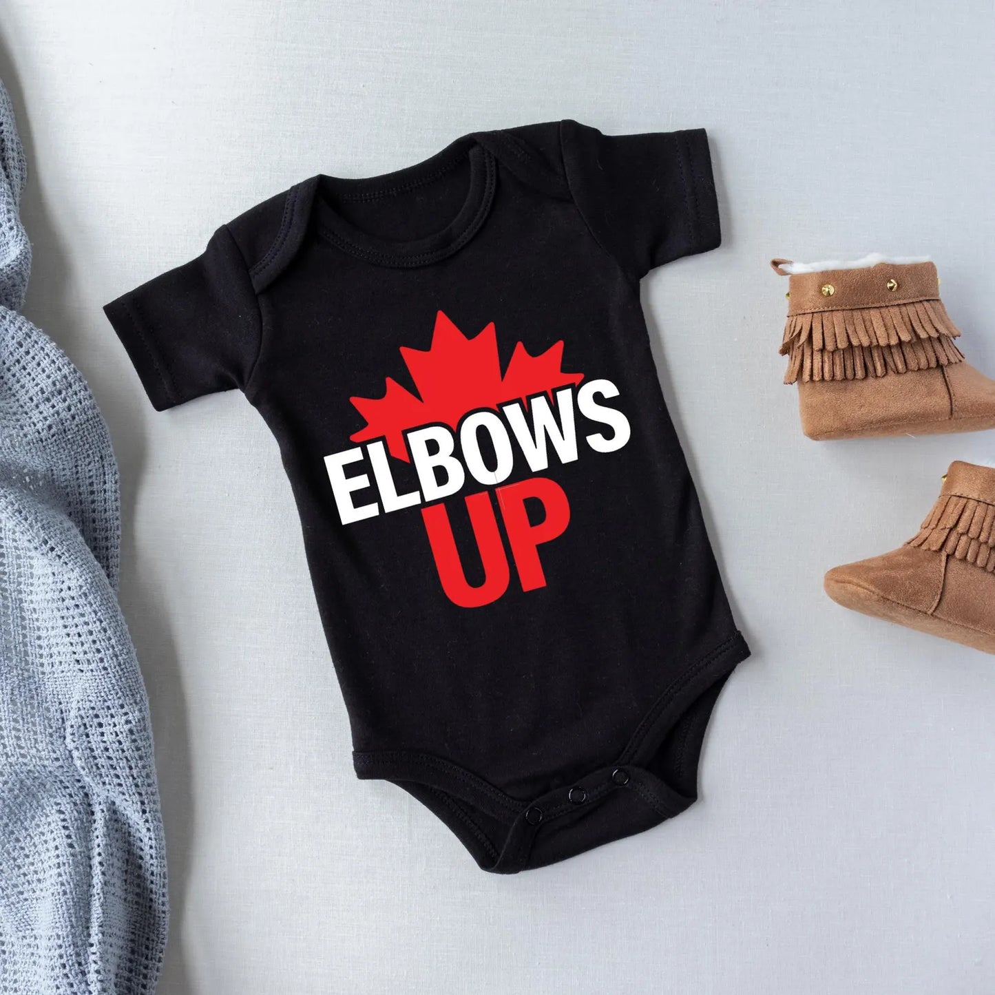 Hockey Baby Onesie, Elbows Up Shirt, Canada Hockey Baby Bodysuit, Funny Baby Outfit, Baby Shower Gift, Ice Hockey Baby Clothes
