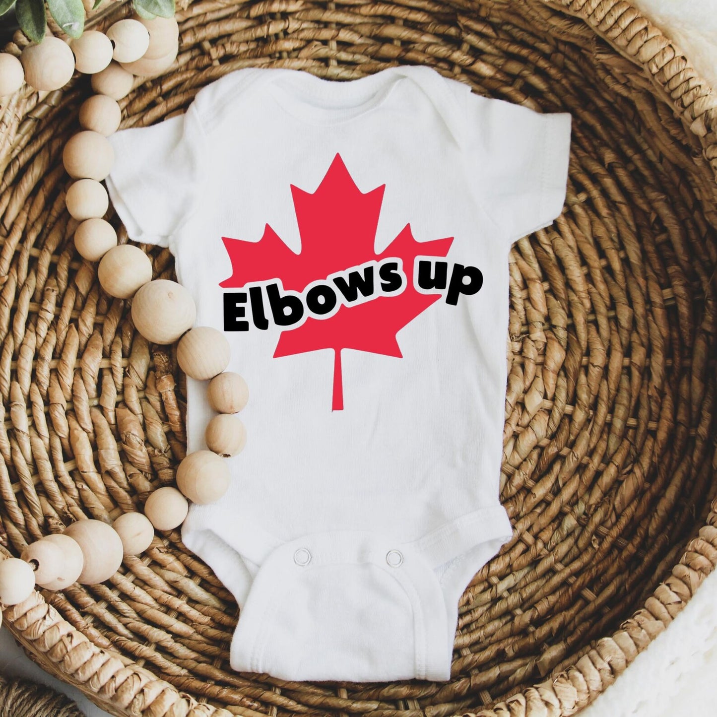 Hockey Baby Onesie, Canadian Hockey Baby Bodysuit, Elbows Up Shirt, Funny Baby Outfit, Ice Hockey Baby Gift, Maple Leaf Baby Clothes
