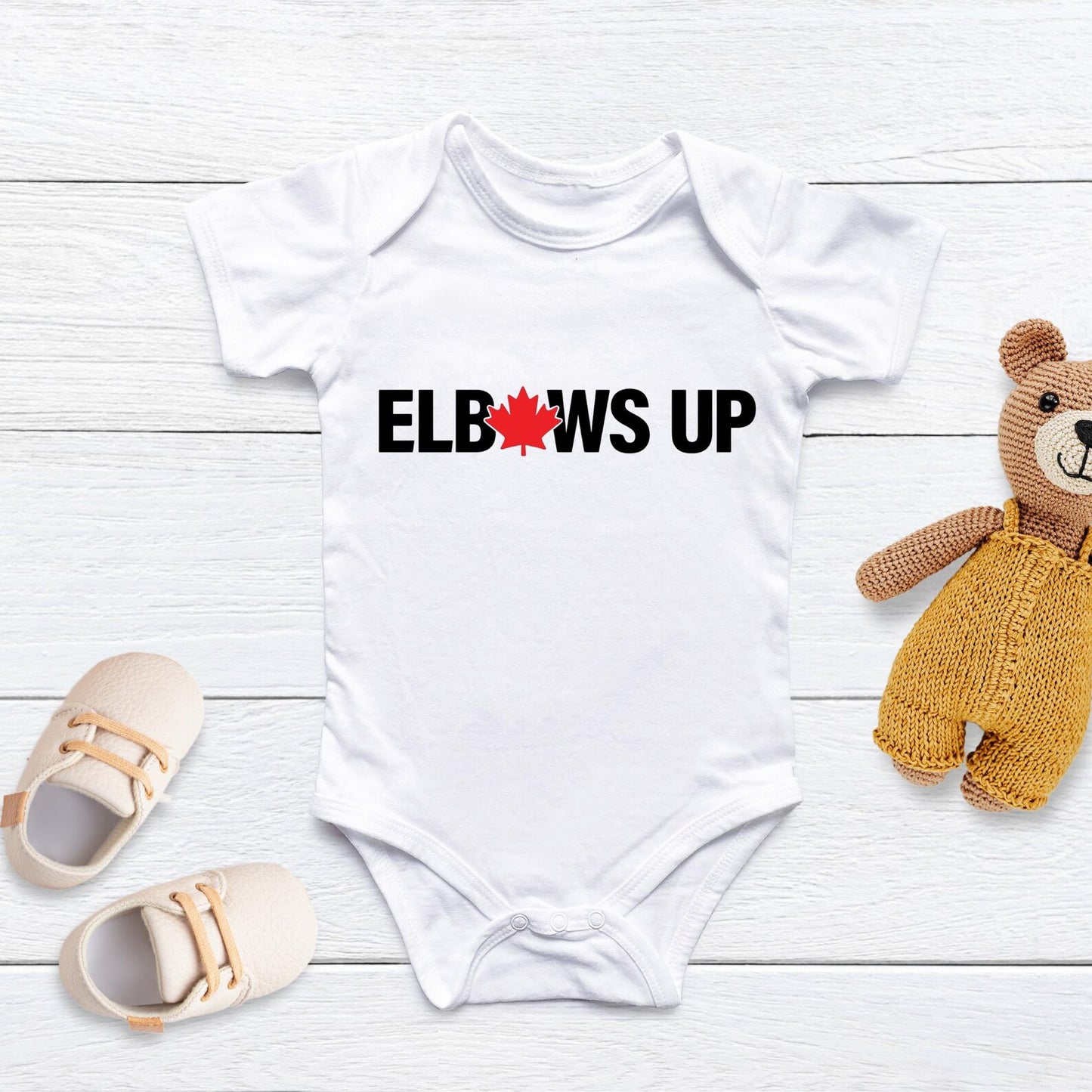 Hockey Baby Onesie, Elbows Up Shirt, Canada Hockey Baby Bodysuit, Funny Baby Outfit, Baby Shower Gift, Ice Hockey Baby Clothes