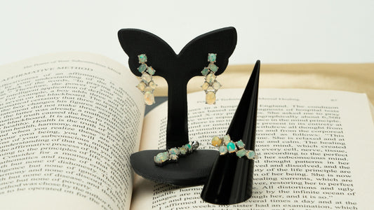 925 Sterling Silver Opal Earrings, Cocktail Jewelry, Opal Birthstone Jewelry Gift Set for Her