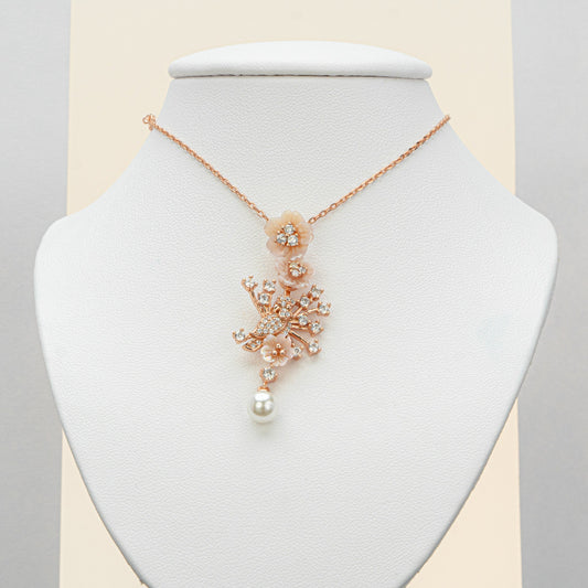 Mother of Pearl Necklace and Ring Jewelry Set, Mother of Pearl Pendant, Mother of Pearl Ring, June Birthstone Jewelry, Gemstone Jewelry Gift