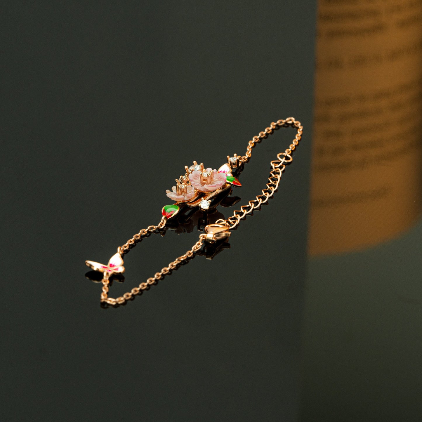 Floral Bracelet with Butterflies, Butterfly Bracelet, Butterfly Lover Gift, Flower with Butterfly, Birthday Gift