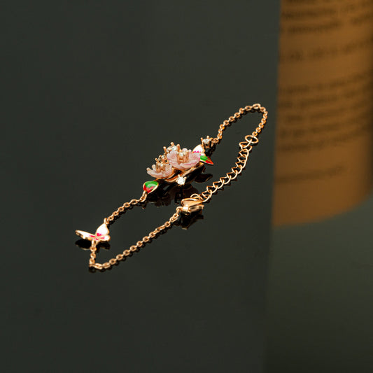 Floral Bracelet with Butterflies, Butterfly Bracelet, Butterfly Lover Gift, Flower with Butterfly, Birthday Gift