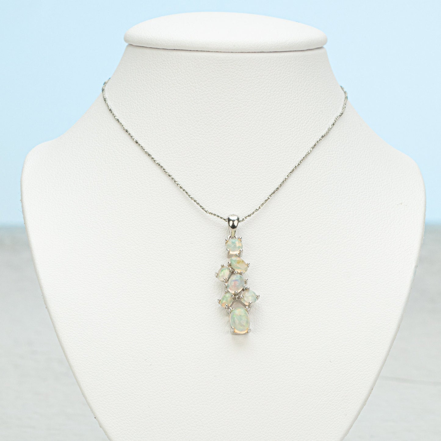 925 Sterling Silver Opal Pendant, Cocktail Jewelry, Opal Birthstone Jewelry Gift Set for Her