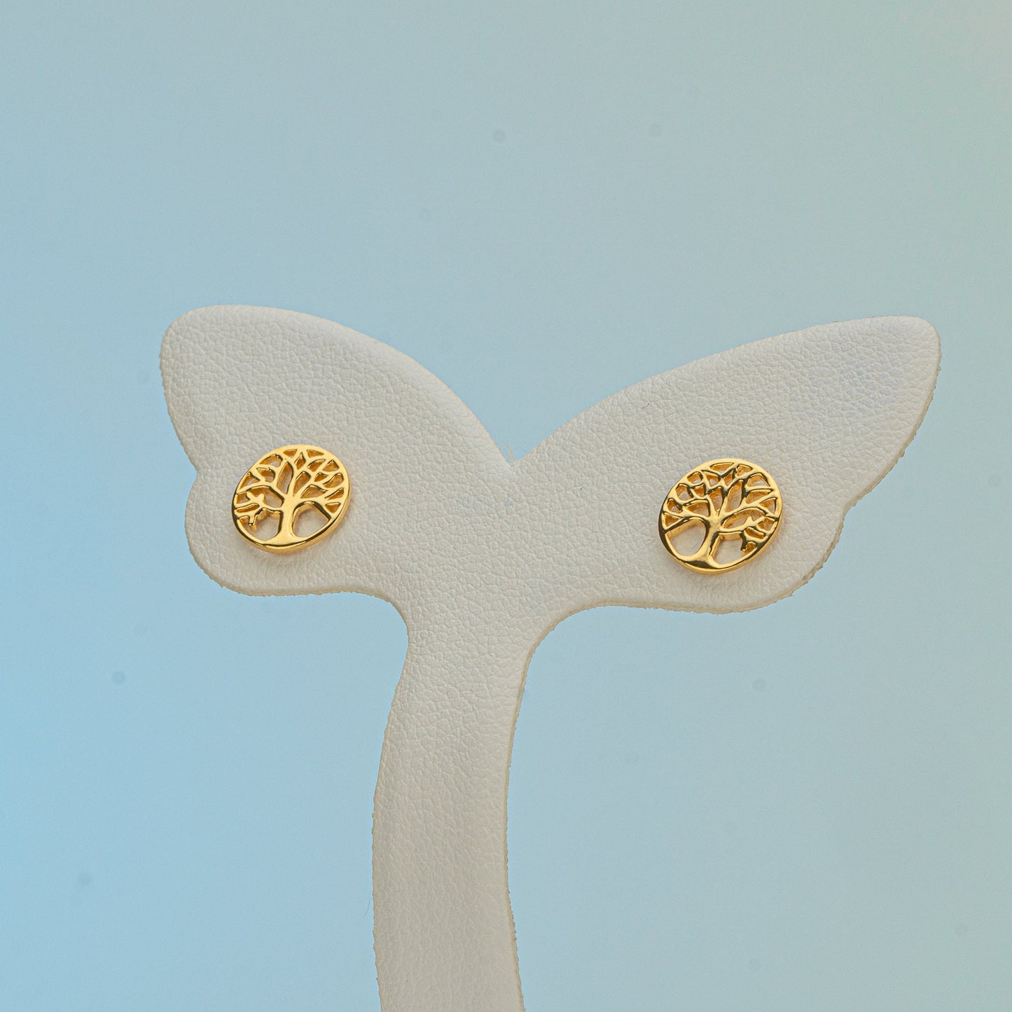 Tree of Life Stud Earrings, Sterling Silver Round Tree of Life Earrings