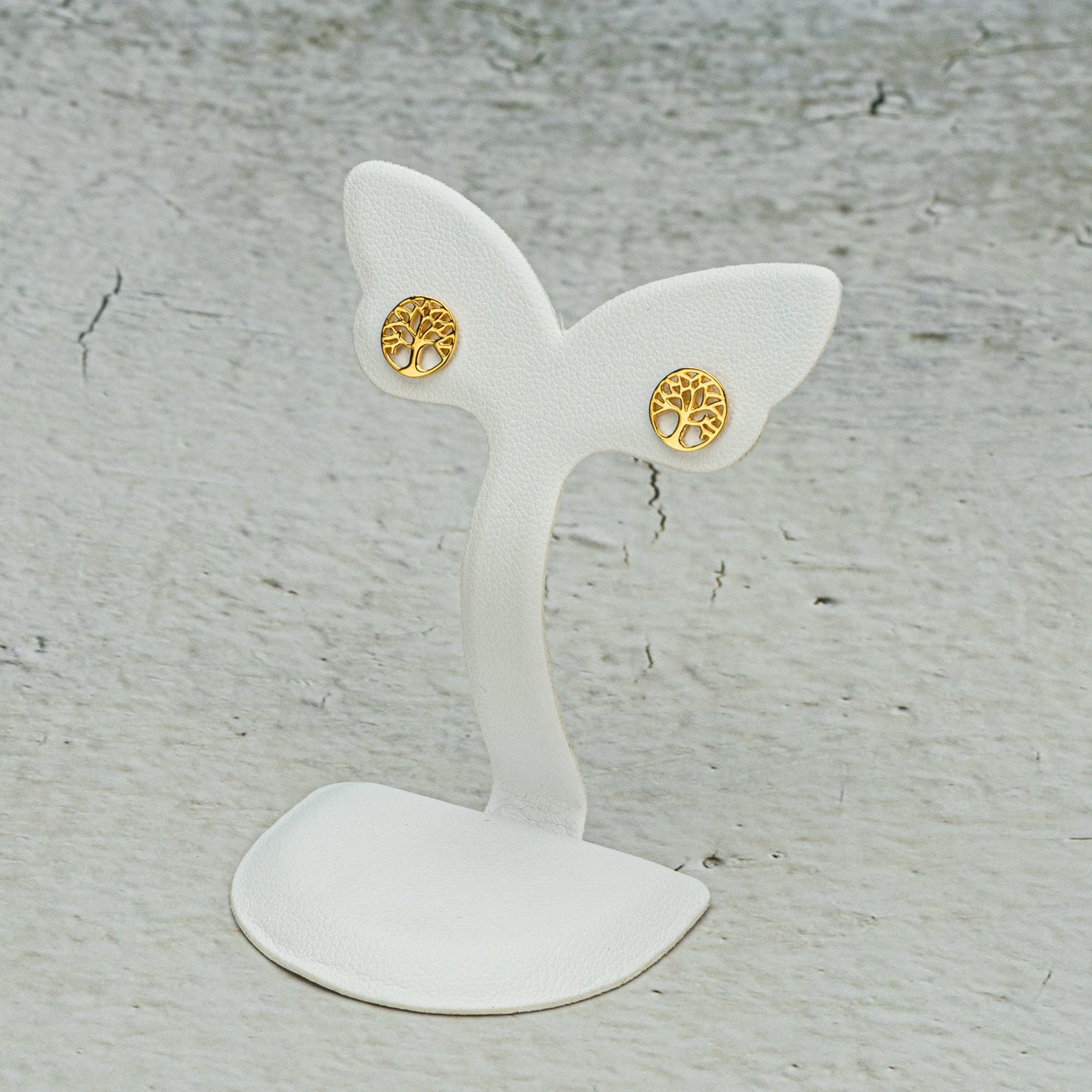 Tree of Life Stud Earrings, Sterling Silver Round Tree of Life Earrings