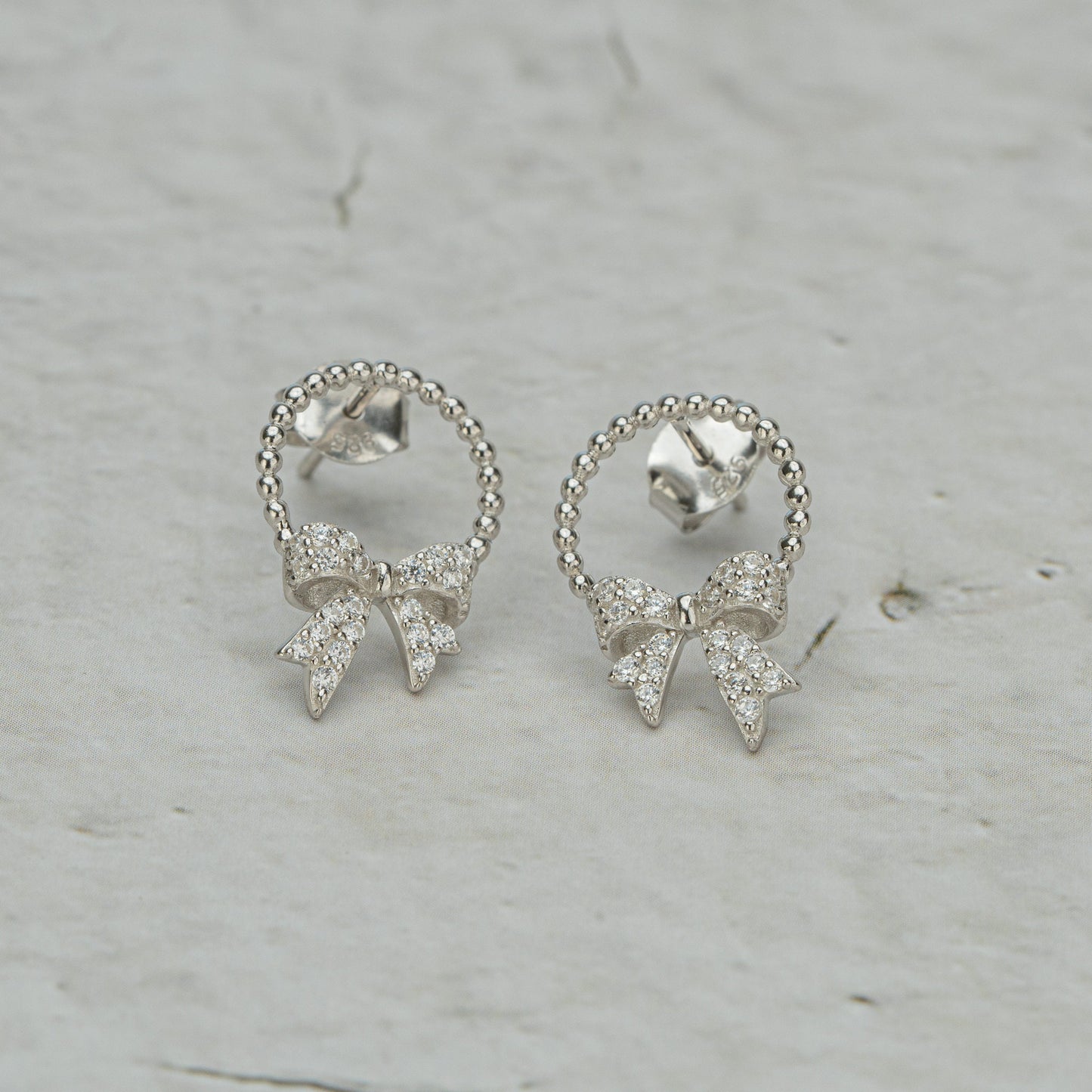 Ribbon earrings, holiday earrings, gifts for her, holiday jewelry, silver earrings, sister gifts, friend gifts, girl earrings, girl jewelry