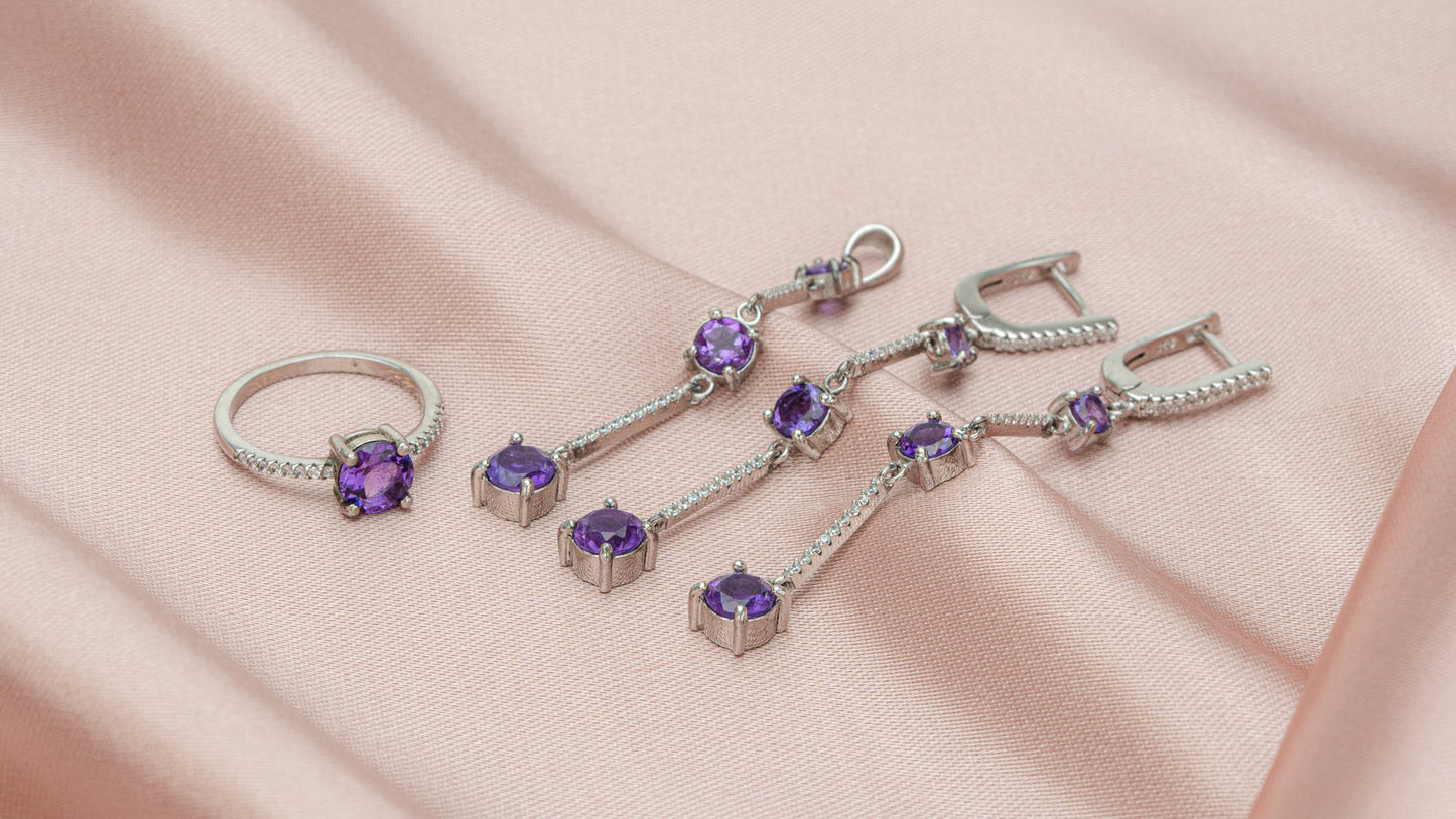 Amethyst Earrings, Amethyst  Jewelry, Feburary Birthstone Jewelry, Anniversary Gift, Jewelry for Wife