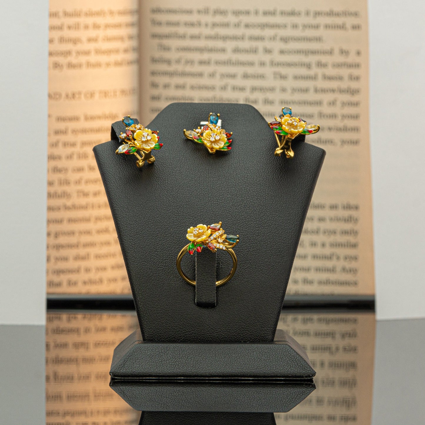 Floral Earrings with Color Stones, Floral Lover Gift, Flower Jewelry, Floral Earrings, Birthday Gift