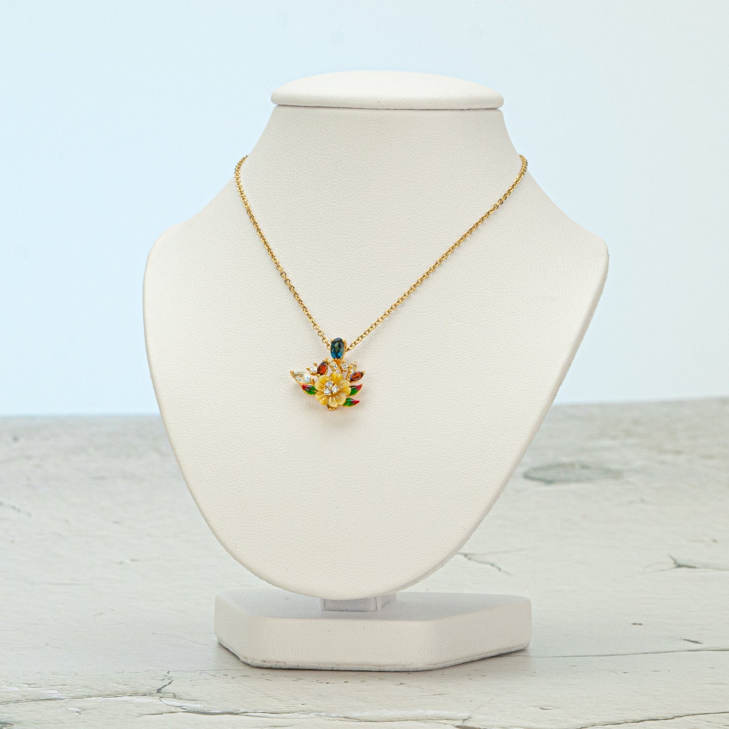 Floral Jewelry Set with Color Stones, Floral Lover Gift, Flower with Ring, Floral Earrings, Birthday Gift