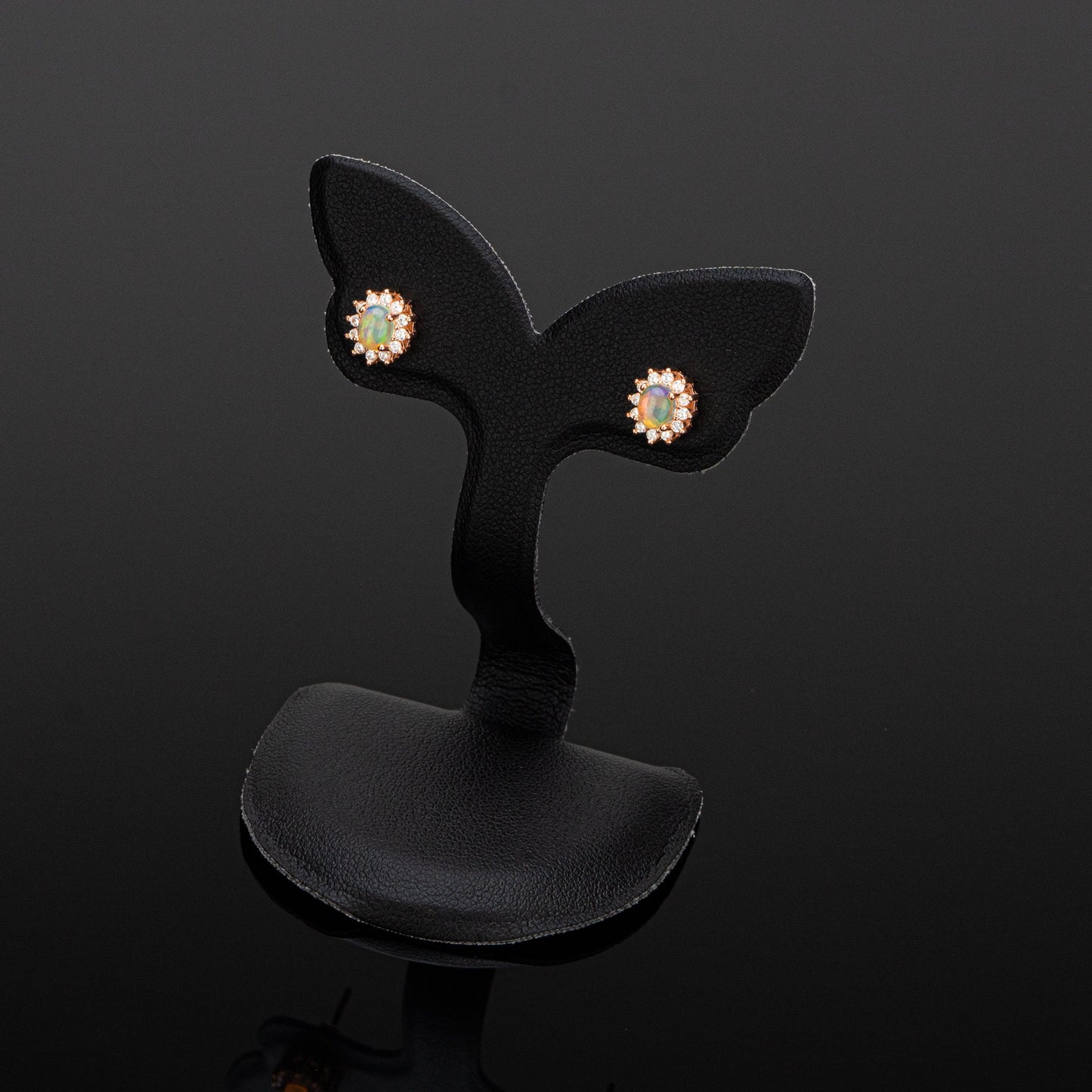 Opal & Rose Gold Stud Earrings, Gold Stud Earrings, Wife Gift, Girlfriend Gold Earrings, Mother's Day gift.