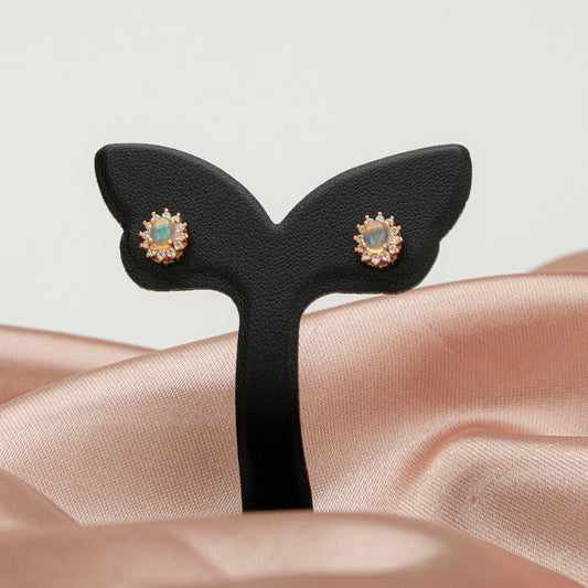 Opal & Rose Gold Stud Earrings, Gold Stud Earrings, Wife Gift, Girlfriend Gold Earrings, Mother's Day gift.