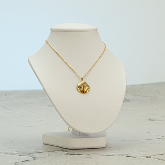 14k Gold Filled Clam Necklace - Thin Gold Filled Anchor Chain - Small Gold Clam Shell Necklace - Beach Necklace - Gold Seashell Necklace