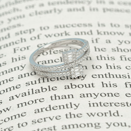 Spiral ring Wrap ring Diamond CZ ring Silver ring Eternity ring Gift for her Shiny ring