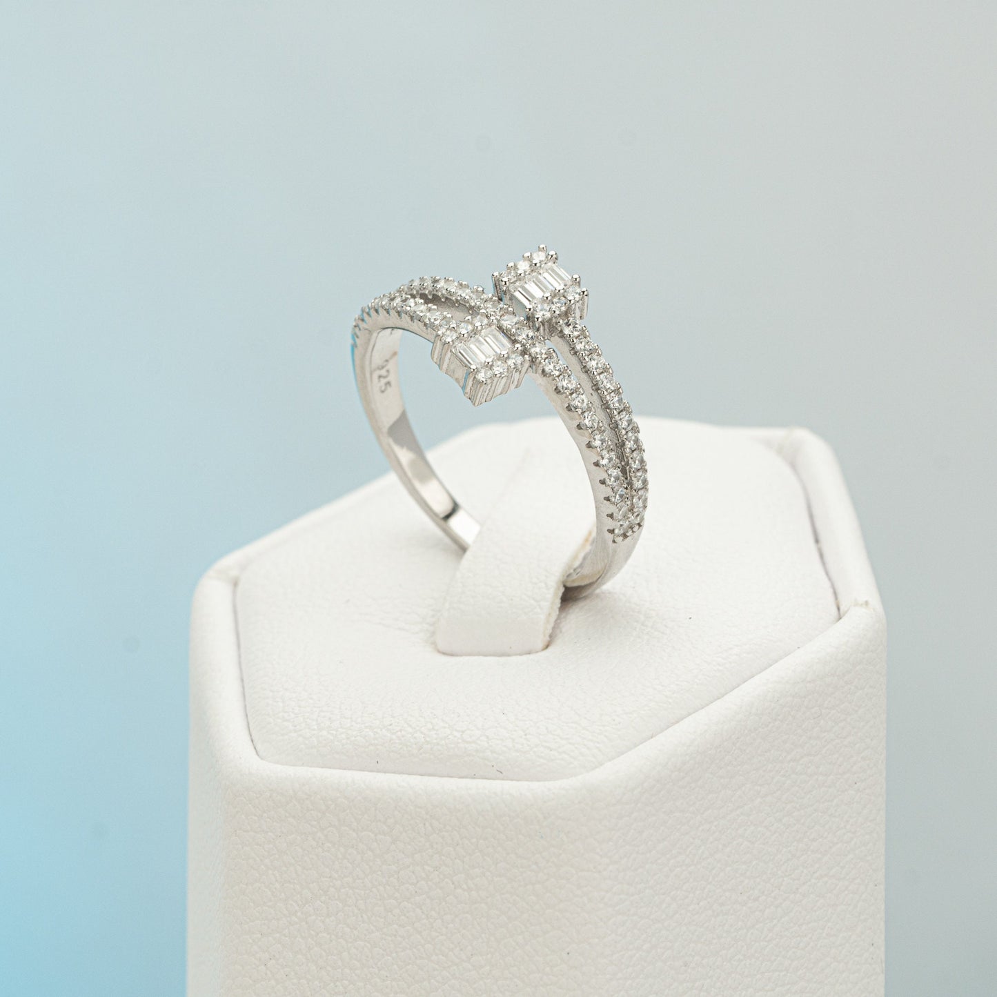 Spiral ring Wrap ring Diamond CZ ring Silver ring Eternity ring Gift for her Shiny ring