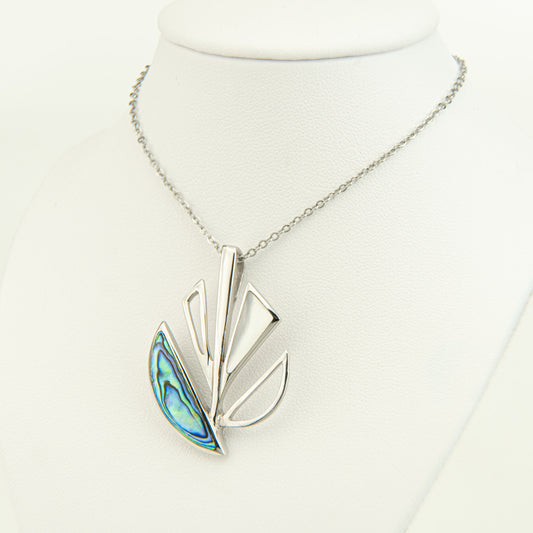 Natural Abalone and Mother of Pearl Pendant, Shell Material, Geometric Pendant Necklace, Fashionable, Handmade Lady Necklace