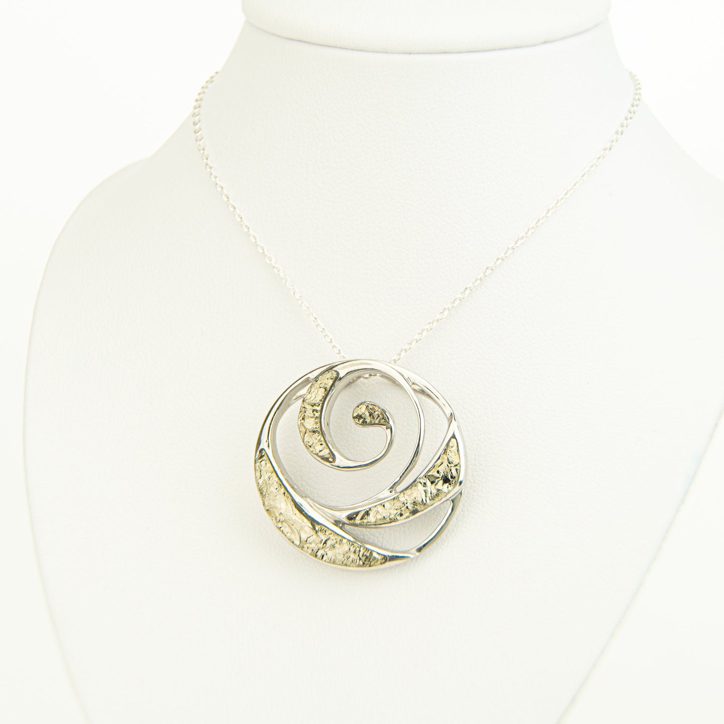 Pyrite Swirl Charm, Round Charm Pendant, Life of Circle Pendant, Silver Spiral Pendant, Spiral Pendant, Spiral jewelry,