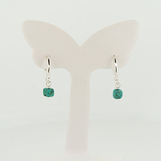 Synthetic Turquoise Earrings, Turquoise Dangle Earrings, Turquoise Square Drop Earrings, Statement Earrings