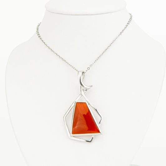 Geometric Red Agate Pendant, Dainty Red Agate  Geometric Pendant, Handmade Jewelry, 925 silver, Gifts for Wife, Gifts for Girlfriends