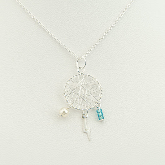 925 Sterling Silver Dream Catcher Necklace / Bohemian Boho Charm Pendant / Handmade Chakra / Personalised Gift For Her