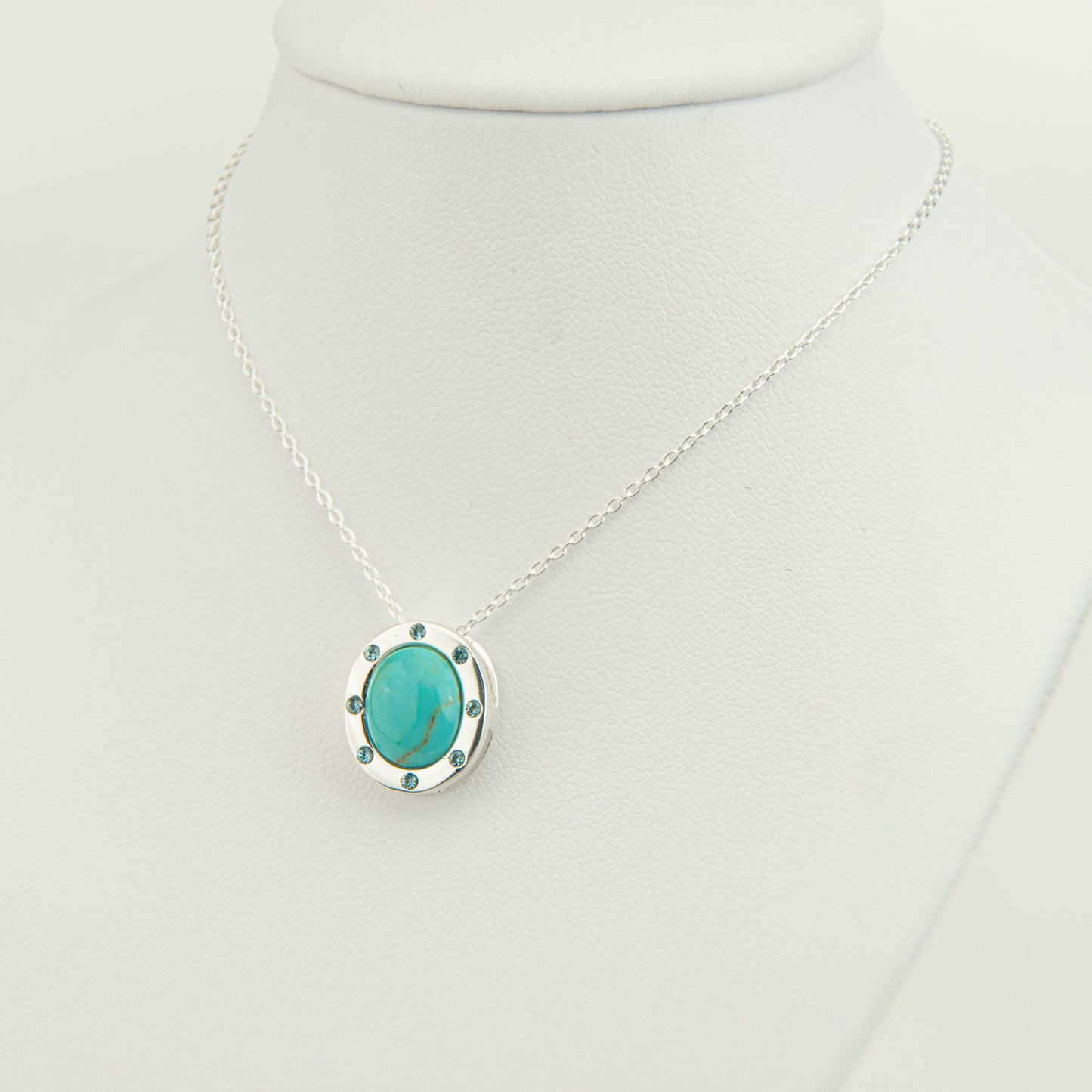 Turquoise necklace, 925 Silver chains, crystal turquoise stone pendant, layering, faceted Gemstone, something blue, Christmas gift