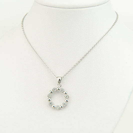925 Silver Paving full CZ Diamond Circle Necklace, Minimalist Geometry Necklace, Large Diamond Circle, Circle of Life Necklace