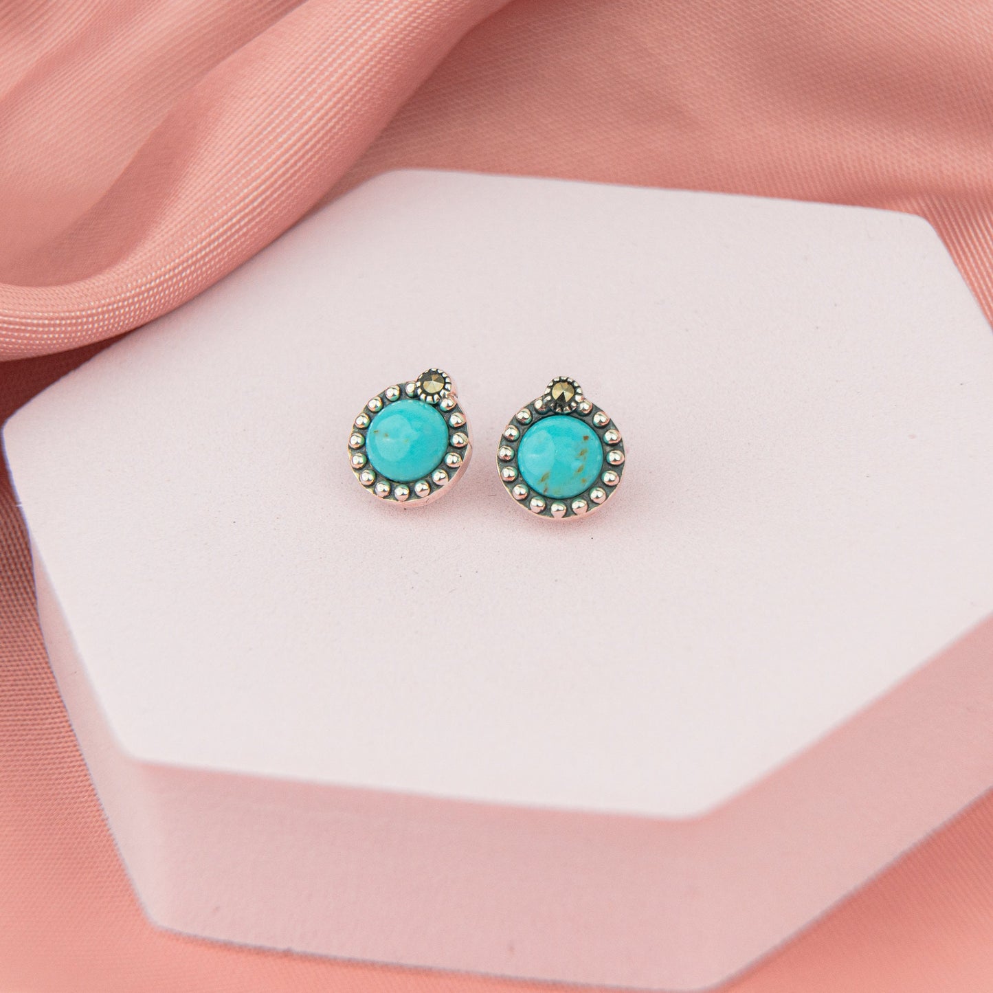 Synthetic Turquoise Earrings, minimalist earrings, turquoise and silver, modern earrings, gift for her, gift for mom