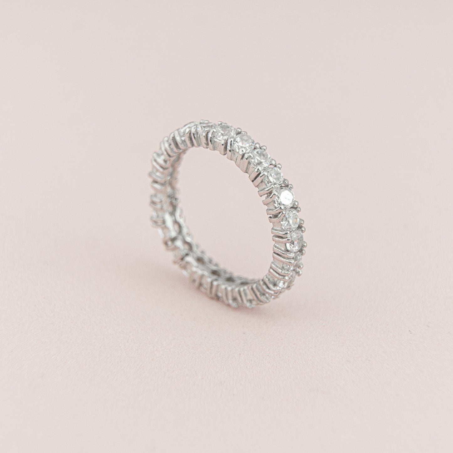 Luxurious Round Cut Cubic Zircon Minimalist Eternity Bridesmaid Wedding Band Ring 925 Sterling Silver CZ Ring Band Gift Anniversary Gift