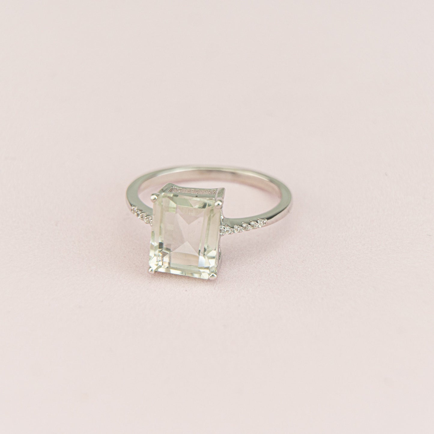 Natural Blue Topaz/ Green Amethyst Solitaire Ring for Women in 925 Sterling Silver, Stacking Blue Topaz Ring, Minimalist Ring, Gift For Her