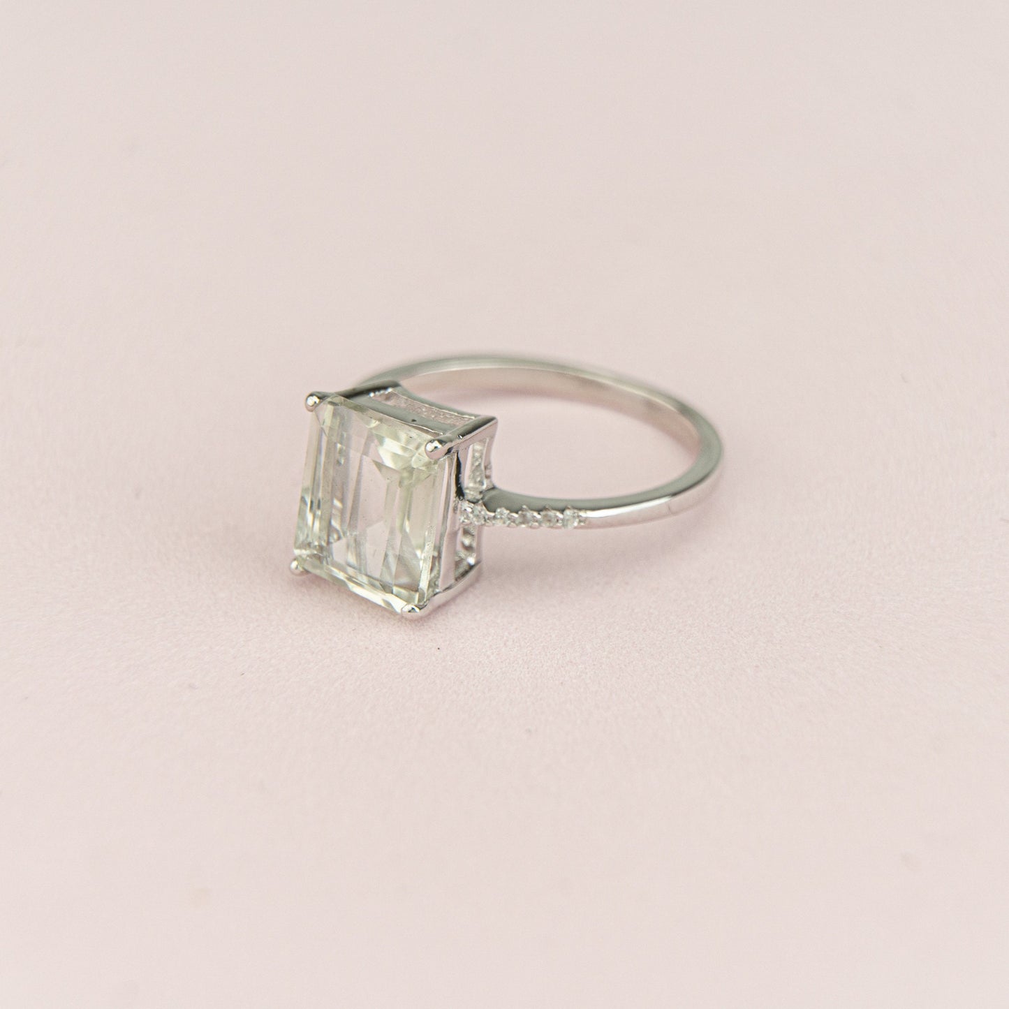 Natural Blue Topaz/ Green Amethyst Solitaire Ring for Women in 925 Sterling Silver, Stacking Blue Topaz Ring, Minimalist Ring, Gift For Her