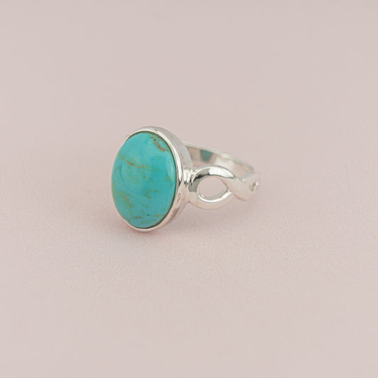 Vintage round Synthetic Turquoise stone Sterling Silver 925 Ring, Vintage Sterling Silver Synthetic Turquoise Cabochon Statement Ring
